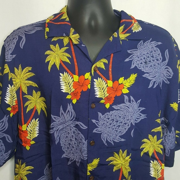 Hawaiian Aloha Pineapple Shirt Button Front L - Picture 2 of 7